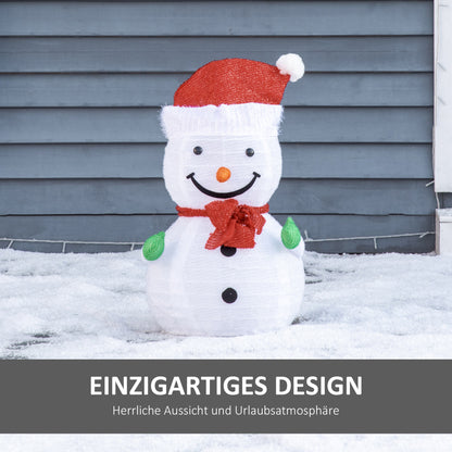 Outsunny Weihnachtsdekoration Schneemann Outdoor.Weihnachtsdeko Weihnachtslicht, inkl. LEDS, 30 cm x 30 cm x 51 cm, Rot+Weiß