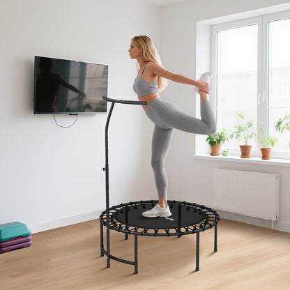 SPORTNOW Rebounder-Trampolin, 5-stufig verstellbarer Griff, Workout-Trampolin, Schwarz