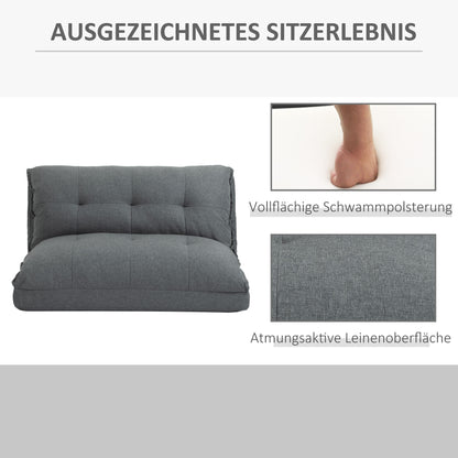 HOMCOM Tiefer Relaxsessel, 13 Positionen, Leinenoptik, Metallstruktur, 100 x 71 x 54 cm, Grau