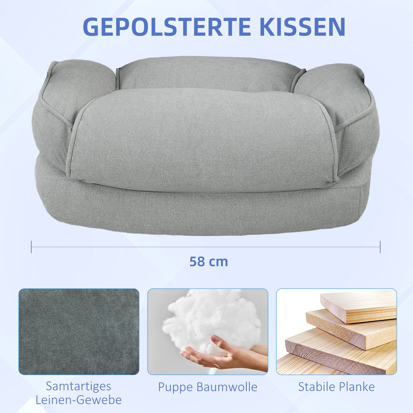HOMCOM Großer hoher Bürostuhl, 200 kg Tragekapazität, robuste Konstruktion, weicher Bezug, Hellgrau