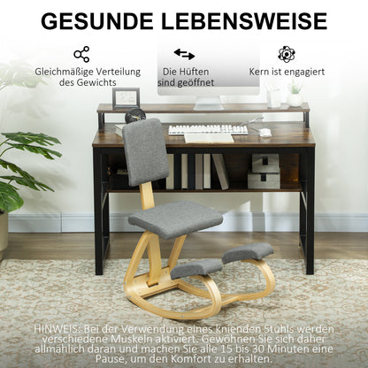 HOMCOM Ergonomischer Kniestuhl, Kniehocker Gesundheitsstuhl für Zuhause, Büro, Meditation Grau