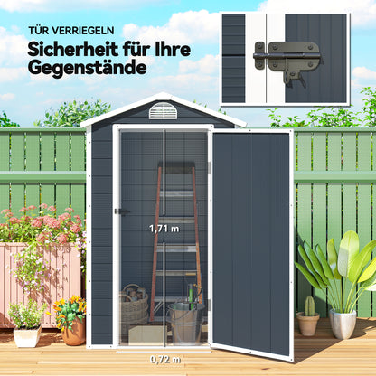 Outsunny Gerätehaus Kunststoff 1,9m² 134x104x204cm Geräteschuppen mit Satteldach Tür wetterfest Gartenhaus Outdoor Garten Schuppen Schrank für Hinterhof Außenbereich Dunkelgrau