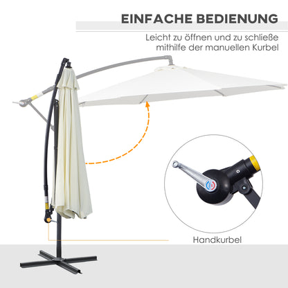 Outsunny Sonnenschirm mit Kurbel Wetterbeständig 3 m x 3 m x 2,5 m Stahl Polyester