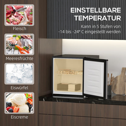 HOMCOM Mini-Gefrierschrank, 35 L Minikühlschrank, -14 bis -24℃, 5-stufige Temperaturregelung, 47 x 44,2 x 48,8 cm, Silber