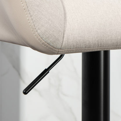HOMCOM Barhocker 2er-Set Retro-Design höhenverstellbar Kunstleder Leinenoptik Creme + Schwarz