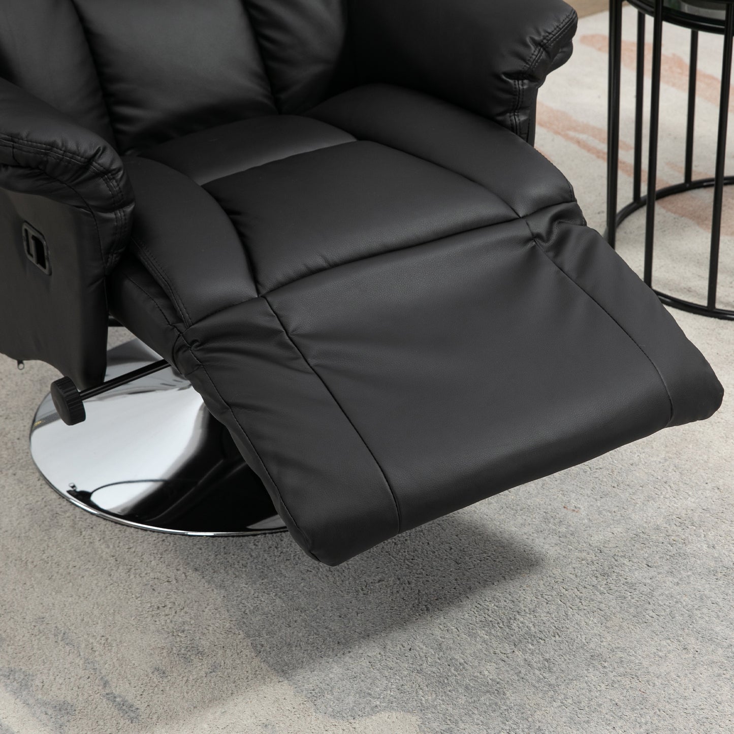 HOMCOM Relaxsessel, Liegefunktion, Lederoptik, Fußstütze, bis 150 kg, 78 x 80 x 109 cm, Schwarz
