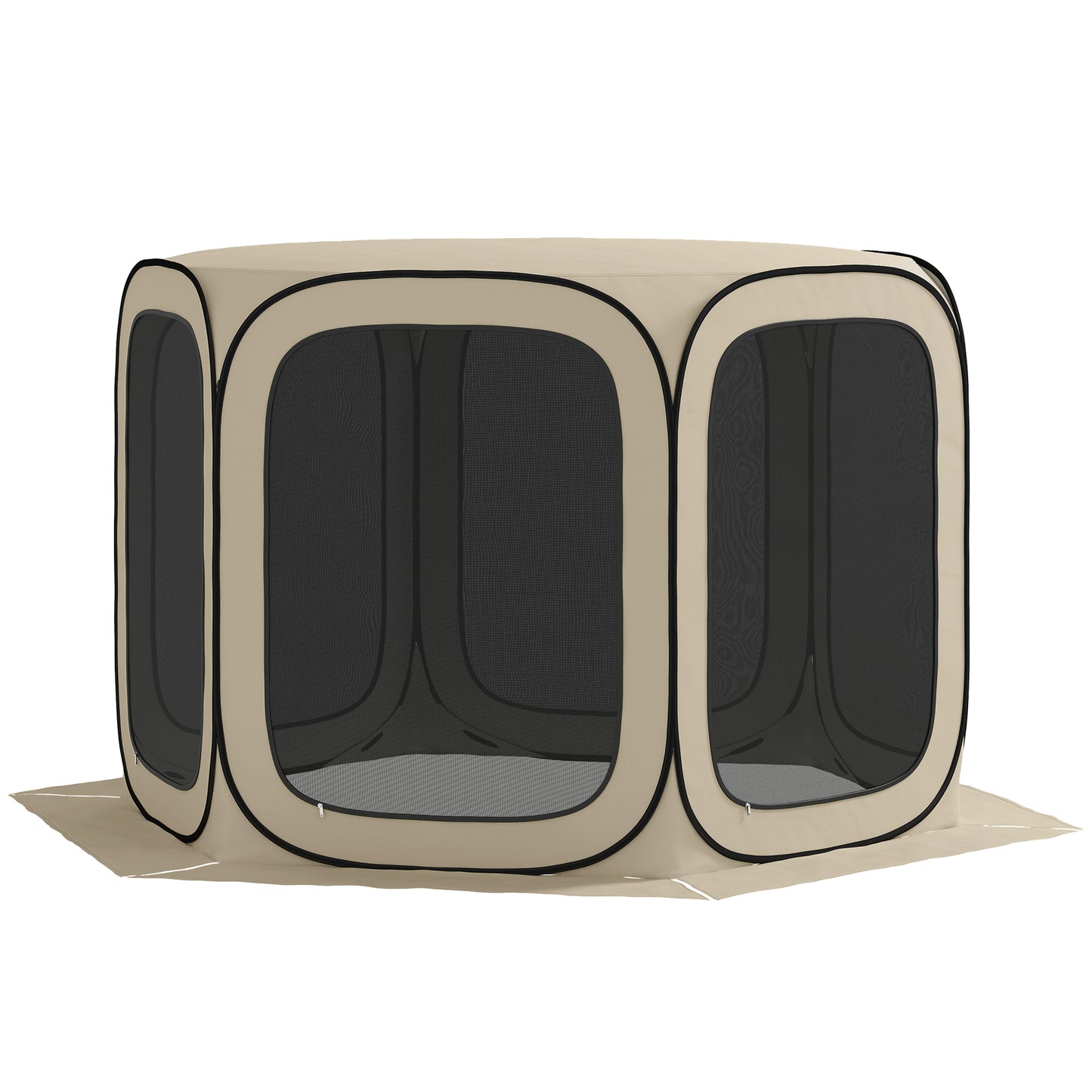 Outsunny Pop-up-Campingzelt, tragbar, UPF50+ Schutz, Netz-Seiten, Stahldraht, Khaki