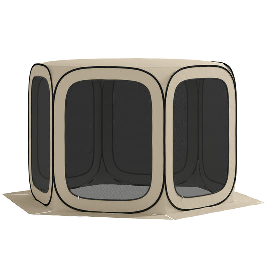 Outsunny Pop-up-Campingzelt, tragbar, UPF50+ Schutz, Netz-Seiten, Stahldraht, Khaki
