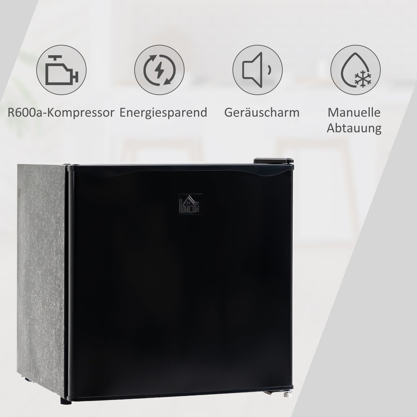 HOMCOM Mini-Gefrierschrank 35 L Gefrierbox elektrisch freistehend 45 W Mini Gefriertruhe Minikühlschrank 41dB -14 bis -24℃ 5-stufige Temperaturregelung 47 x 44,2 x 48,8 cm Schwarz