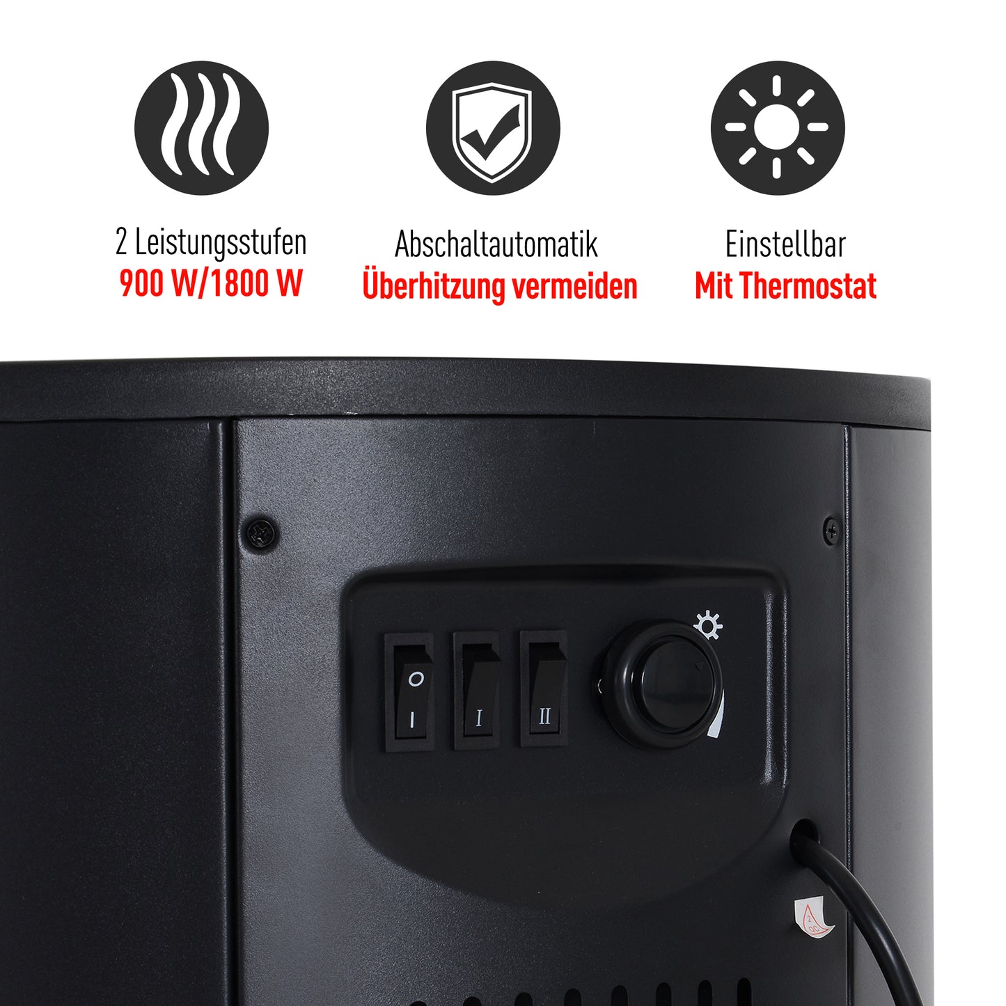 HOMCOM Elektrokamin mit Heizung، كهربائي Kamin مع تأثير اللهب LED، 900/2000W Dekokamin، كهربائي Kaminfeuer Kaminofen، أسود
