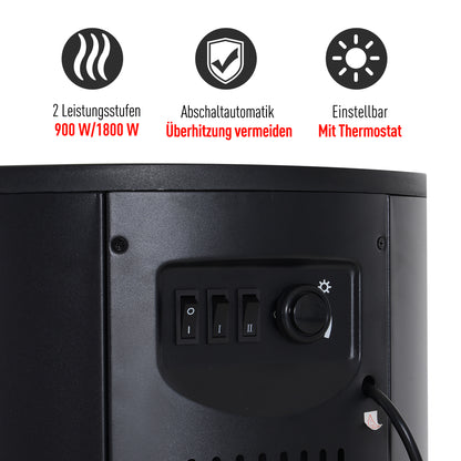 HOMCOM Elektrokamin mit Heizung، كهربائي Kamin مع تأثير اللهب LED، 900/2000W Dekokamin، كهربائي Kaminfeuer Kaminofen، أسود