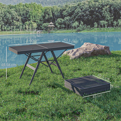 Outsunny Campingtisch höhenverstellbar Klapptisch mit Metallgitter Klappbar aus Aluminium