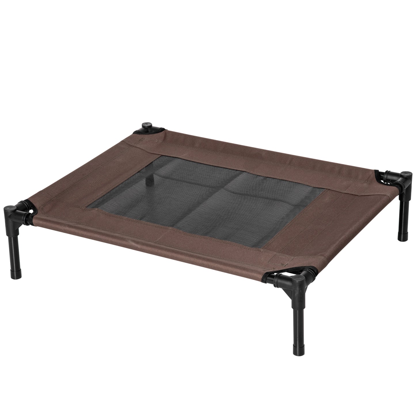 PawHut Hundeliege Outdoor, Erhöhtes Hundebett für Mittelgroße Groß Hunde, stabile Haustierliege mit Waschbares Mesh, Katzenbett Haustierbett Schlafplatz für Draußen Camping, 76 x 61 x 18 cm, Braun
