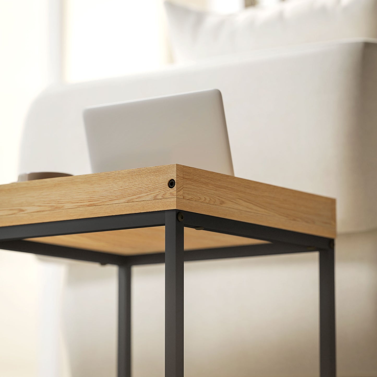 HOMCOM Moderner Couchtisch, 2er-Set Sofatisch, für kleine Räume, Quadratisch, MDF, Metall, Schwarz