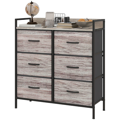 HOMCOM Stoff-Kommode, 6 faltbare Schubladen, Regal, Stahlrahmen, 79 x 29 x 85, Grau