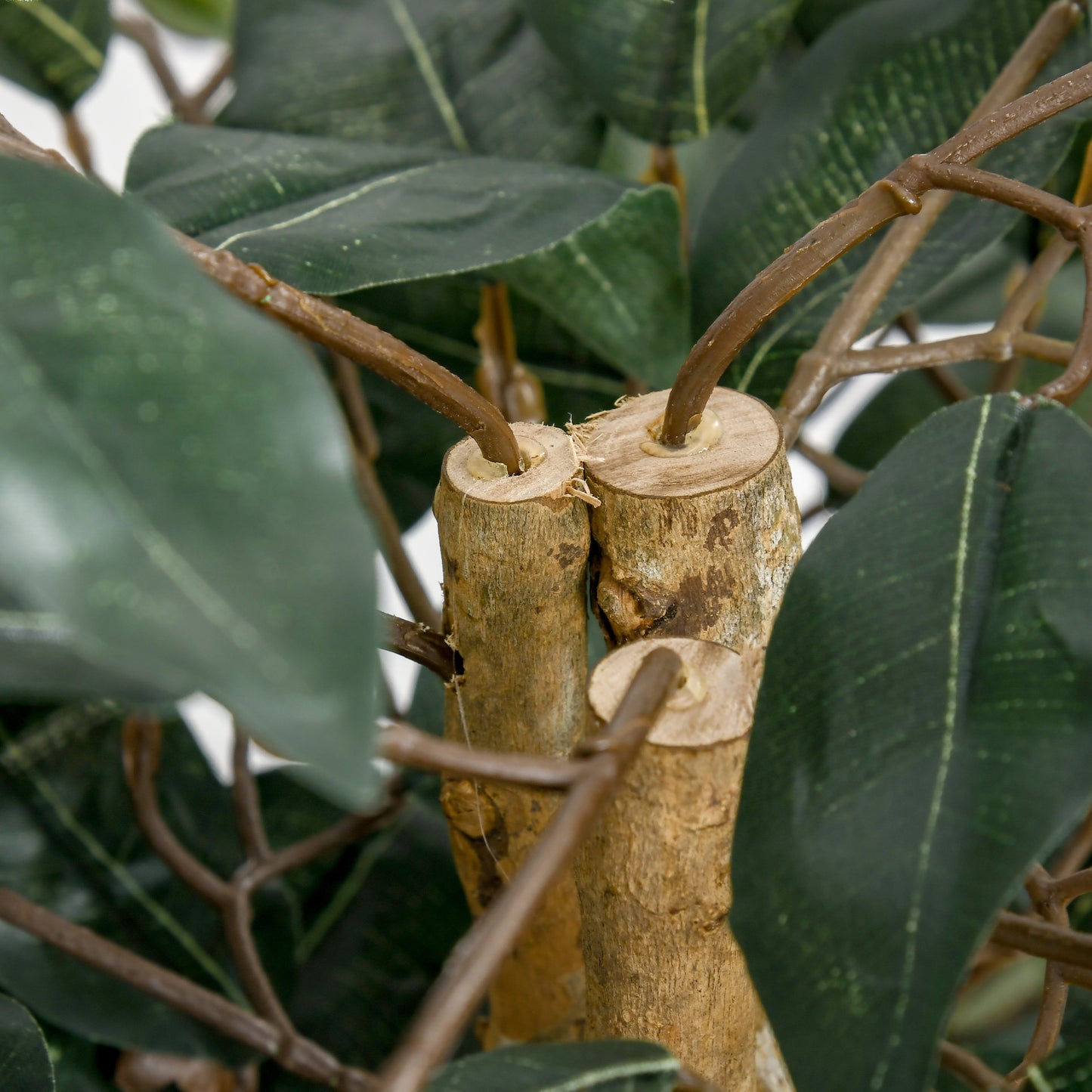HOMCOM Künstlicher Ficus-baum groß 150 cm Kunstbaum, Kunstpflanze, Plastik Künstliche Pflanzen im Topf, Fake Plant wie echt für Wohnzimmer Schlafzimmer Büro Garten Moderne Dekoration Geschenk
