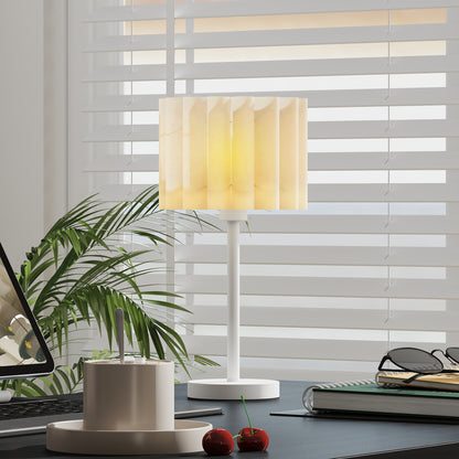 HOMCOM Tischlampe im Retro-Stil, Nachttischlampe, Kunststoff-Schirm, Knopfschalter, Weiß