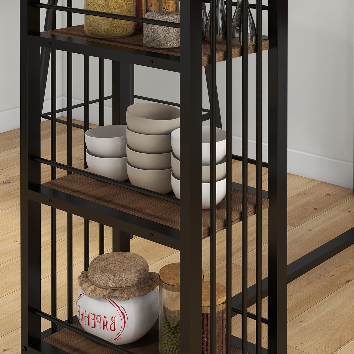 HOMCOM Bartisch Stehtisch Küchentresen, Industriedesign, 3 Regale, 120 x 40 x 105 cm; Schwarz + Braun