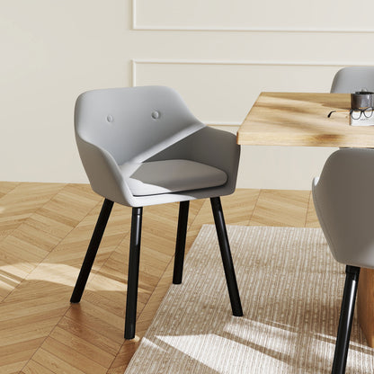 HOMCOM Esszimmerstühle in ansprechendem Design, Metallstruktur, Holzbeine, Grau, 120 kg belastbar