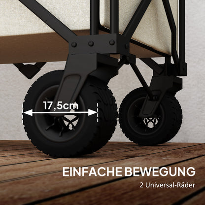 Outsunny Gartenwagen 100 kg belastbar, klappbar Transportwagen mit herausnehmbare Plane, 90 x 48 x 92 cm Beige