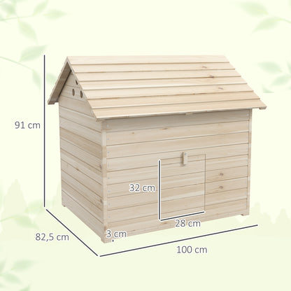 PawHut Entenhaus mit aufklappbarem Kippdach, Geflügelhaus mit erhöhten Boden und Rampe, Tannenholz, 100 x 82,5 x 91 cm