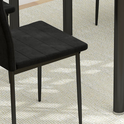 HOMCOM 4er-Set Esszimmerstühle, armloses Design, Stoffpolsterung, Metallbeine, Schwarz
