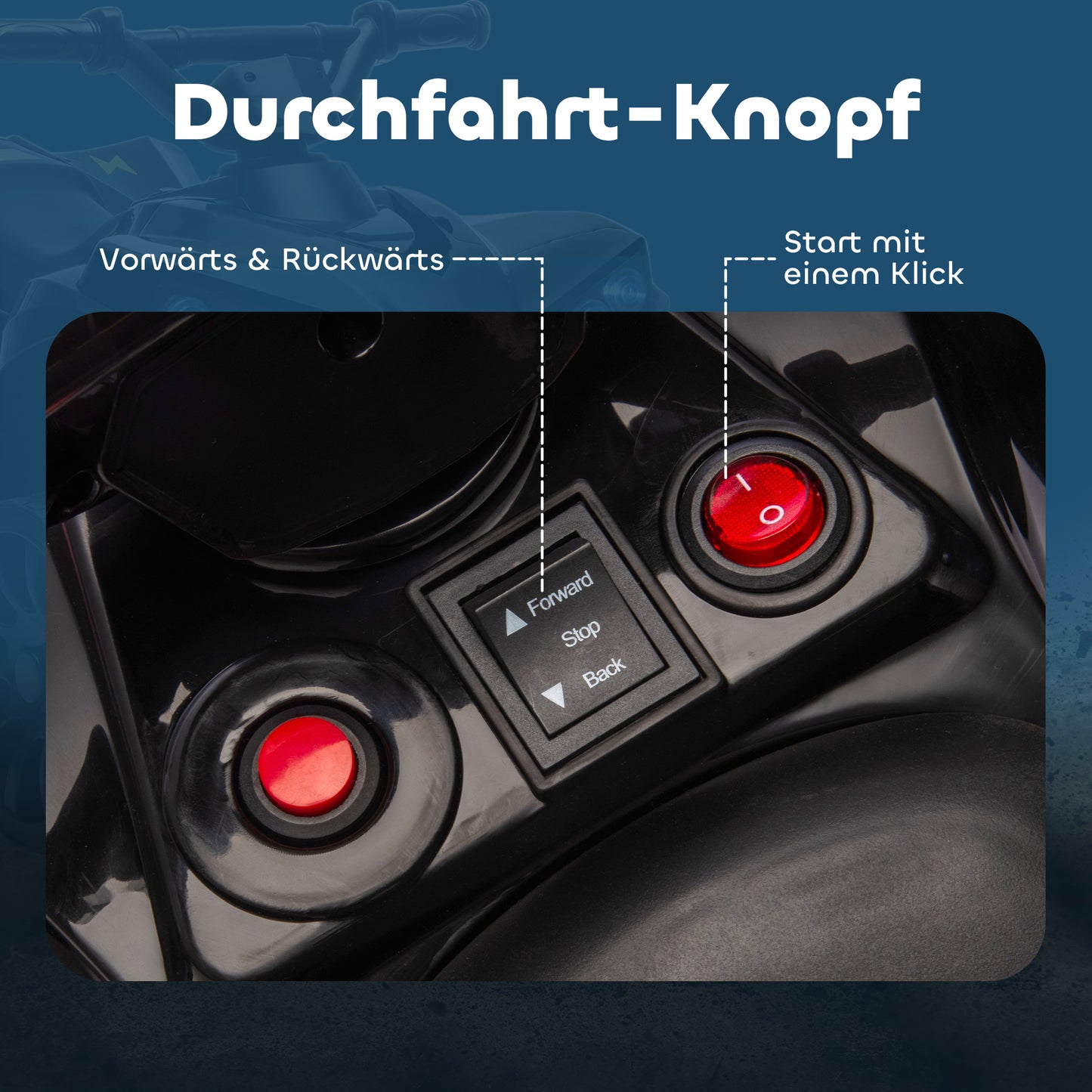AIYAPLAY Kinder Quad Elektro 6V Kinderquad mit Vorwärts-, Rückwärtsfunktion, Musik, LED-Scheinwerfer Schwarz