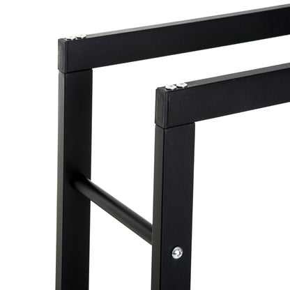 HOMCOM Kaminholzregal Metall 60 x 25 x 100 cm Brennholzregal Stapelhilfe Stahlrahmen bis 100kg Kaminholzunterstand Outdoor Holzregal Feuerholzregal für Garten Terrasse Außen Schwarz