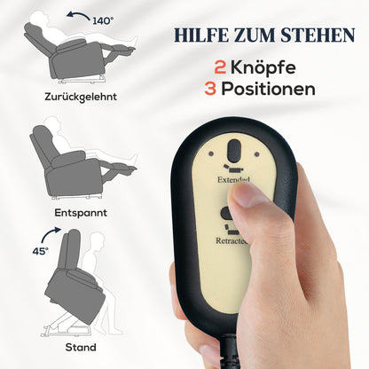 HOMCOM Aufstehsessel, Recliner-Sessel mit Aufstehhilfe, elektrischer Relaxsessel mit Fernbedienung, Seitentasche, Grau