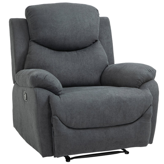 HOMCOM Sessel mit Liegefunktion für Wohnzimmer, 150° neigbar, Leinenoptik, Dunkelgrau