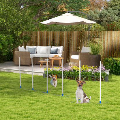 PawHut Agility Set Hunde 6-teiliges Agility-Ausrüstung für Hundetraining klappbar Steckhürdenset mit 6 Slalomstangen Tragetasche Trainingszubehör Koordinationstraining Agilityset für Spiele Training
