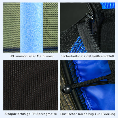 HOMCOM ترامبولين فور كيندر، Ø163 سم، مع Sicherheitsnetz، داخلي وخارجي، Belastung bis 50 كجم، Stahl، Kunststoff، Blau