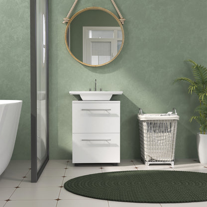 HOMCOM Badezimmerschrank، Waschbecken-Kommode mit Schublade، kompakt، Spanplatte، Weiß