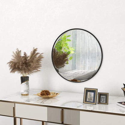 HOMCOM Wandspiegel, modernes Design, Φ61 cm, Schwarz