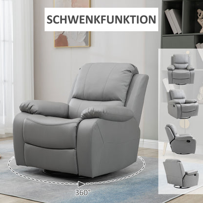HOMCOM Relaxsessel, Liegesessel, neigbare Rücklehne, drehbar, Wippfunktion, mit Fußstütze, Stahl, grau, 93 x 100 x 98Hcm