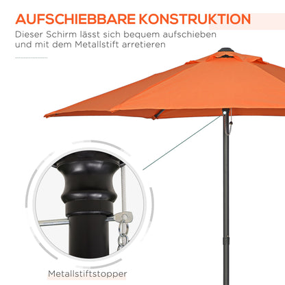Outsunny Sonnenschirm Ø196 cm, sechseckig Balkonschirm für Strand Balkon Garten, Orange