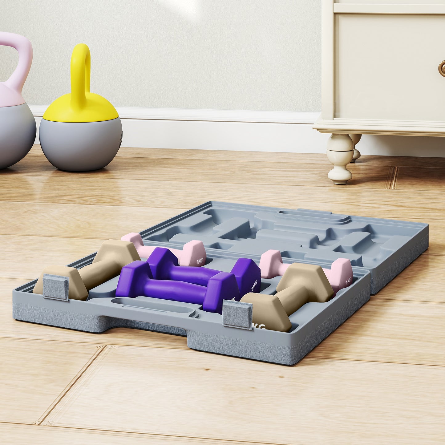 SPORTNOW Hantelset، 6er Set Hanteln mit Gewichten، Kurzhantelset aus Stahl، 1 كجم، 2 كجم، 3 كجم