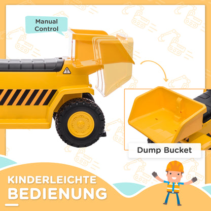 HOMCOM Elektro-Kipplaster für Kinder، kippbare Ladefläche، بحد أقصى. 3 كم / ساعة، شاينويرفر، هوبي، جيلب، 74,5 × 36 × 43,5 سم