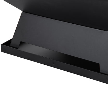 Outsunny Feuerschale 45 x 45 x 34cm aus Edelstahl Feuerstelle mit Funkenschutz Schürhaken Feuerschalen Feuerkorb für Garten, Balkon, BBQ Camping Schwarz