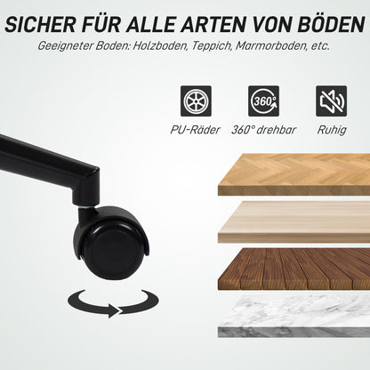 HOMCOM Armloser Bürostuhl, gepolstert, höhenverstellbar, drehbar, rollbar, Grau