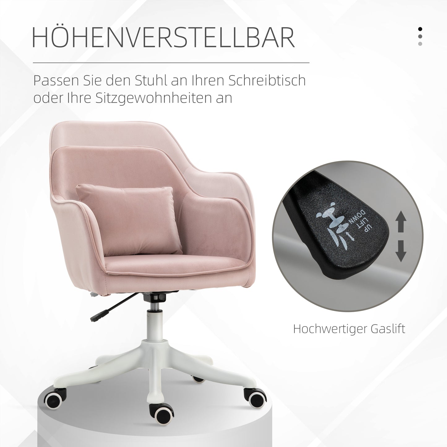 Vinsetto Massage Schreibtischstuhl 78-86 cm höhenverstellbarer Bürostuhll Drehstuhl Computerstuhl mit USB-Schrittstelle Arbeitsstuhl mit Vibrationsfunktion Lendenkissen Massagefunktion Rosa