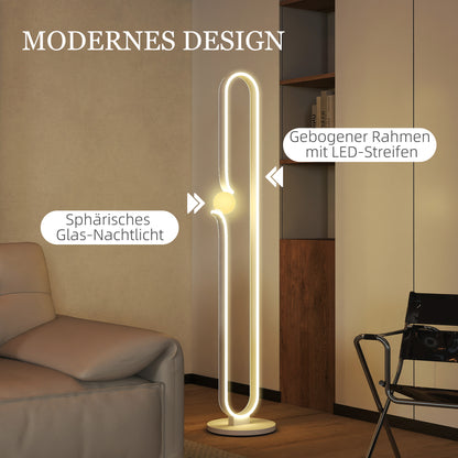 HOMCOM LED-Bodenlampe, Musiknoten-Design, Glasschirm, Metall, Kunststoff, Weiß