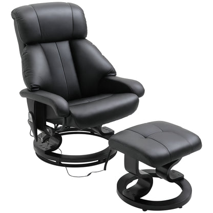 HOMCOM Massagesessel mit Fußhocker, 10 Vibrationspunkte, 145° verstellbare Rückenlehne, Schwarz
