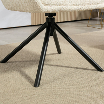 HOMCOM Sessel, Polsterstuhl mit bequemer Sitzschale, drehbar, kuscheliger Bezug, bis 120 kg, Cremeweiß