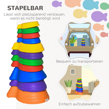 Outsunny Balance-Steine, Trittsteine, 11 Stück, stapelbar, rutschfest, robust, für innen und außen, belastbar bis 100 kg