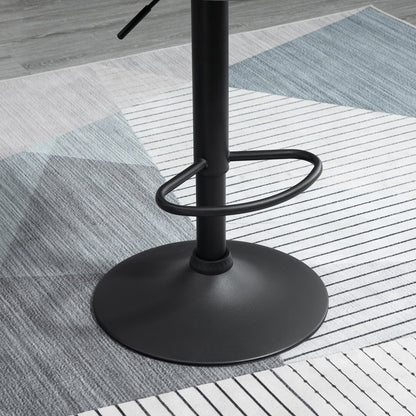 HOMCOM 2er-Set Barhocker, Höhenverstellbare Barstuhl mit Lehne, Samtoptik, Metallgestell, Fußstütze, drehbare, Dunkelgrau