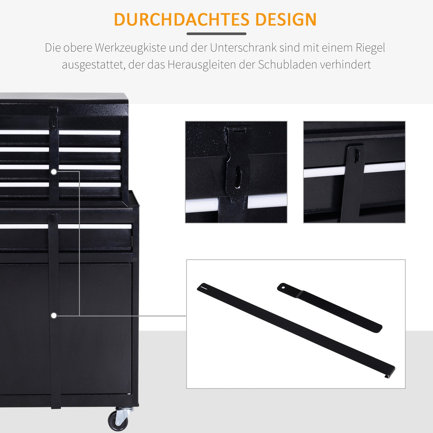 DURHAND Werkstattwagen Werkzeugschrank Werkzeugkasten mit 5 Schubladen 360°-Rollen Metall 60 x 28 x 104,5 سم