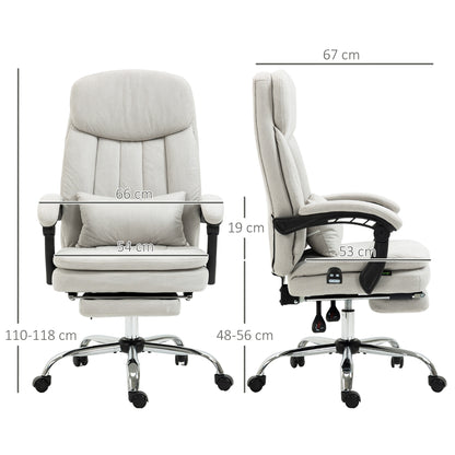 Vinsetto Bürostuhl mit Massage- und Heizfunktion, ergonomisch, 66x67x110-118cm, Cremeweiß
