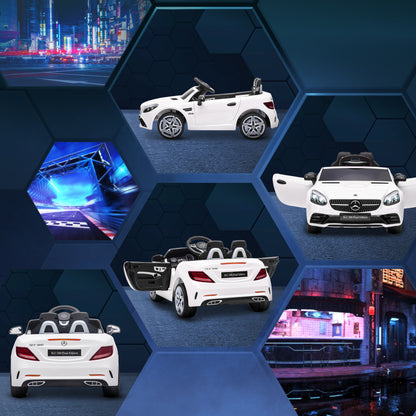 AIYAPLAY Kinder-Elektroauto, mit LED-Scheinwerfern, Sicherheitsgurt, Hupe, Musik, 3 bis 5 km/h, weiß, 107 x 62,5 x 44cm