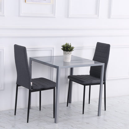HOMCOM Esstisch Küchentisch Glastisch Quadratischer Tisch, Glasplatte, kompaktes Design, Grau